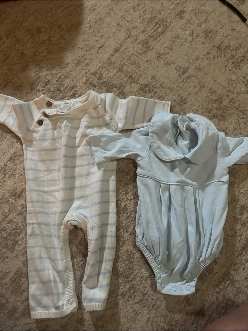 Mud Pie SK Blanks Baby Boy Romper Lot 0-3M Blue White Boutique 2 Pc